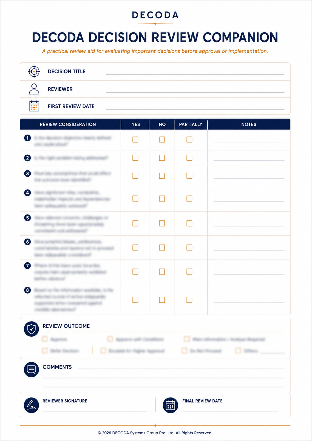 DECODA Decision Review Companion